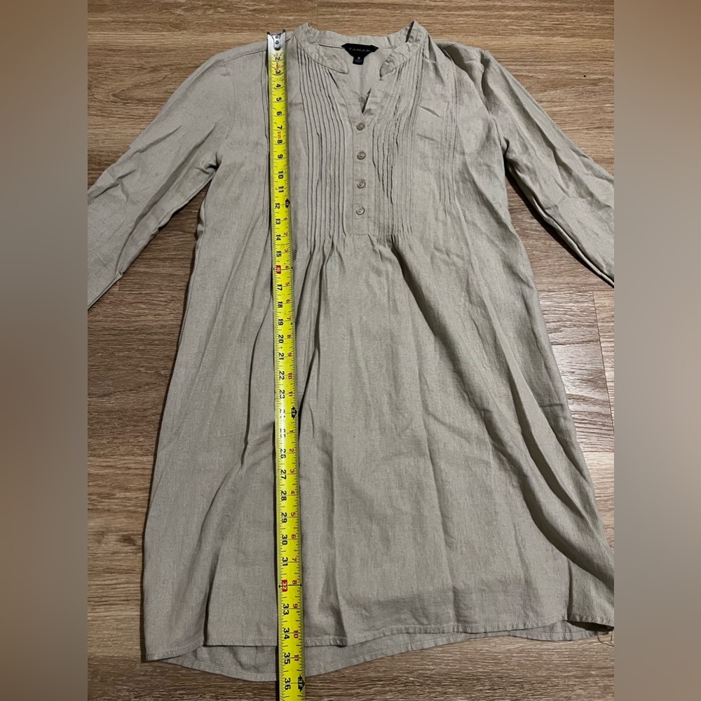 Tahari Women’s Linen Tan Midi Dress Size Small - Picture 7 of 8